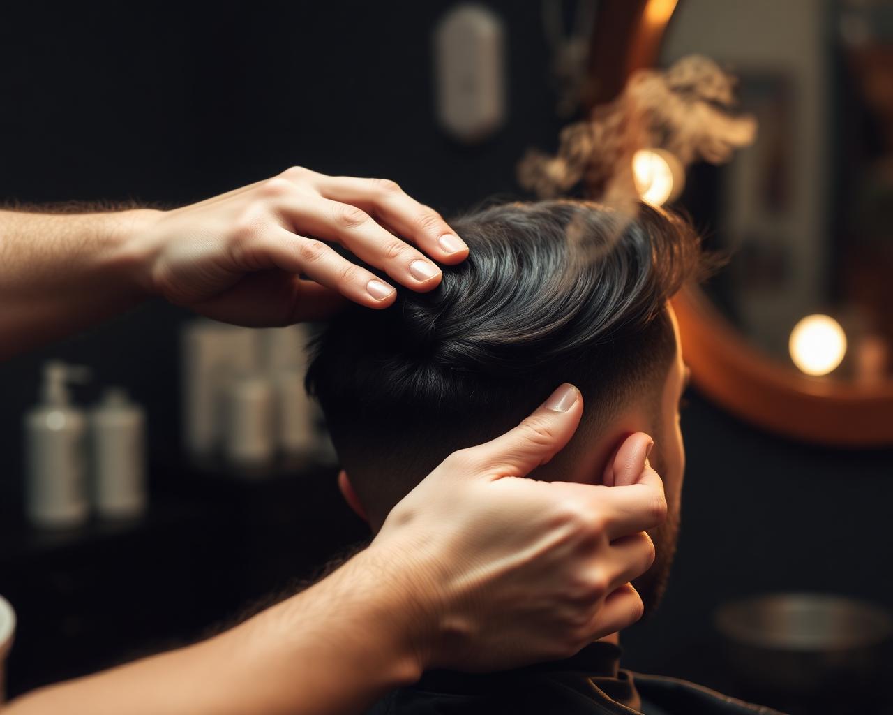 Finalização do cabelo com produto de acabamento